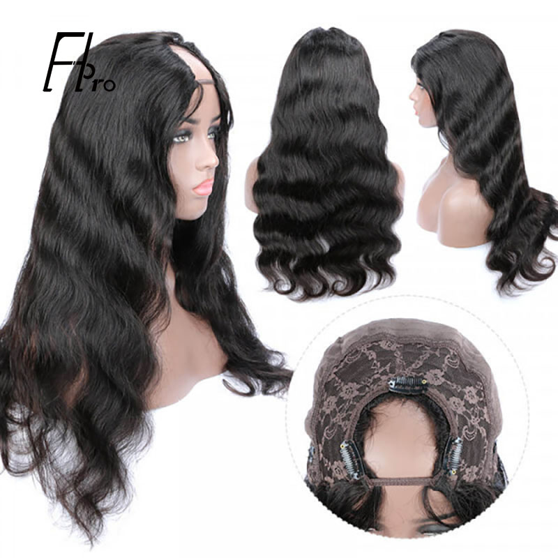 U Part Wig Virgin Hair Wigs Body Wave 150% Density Glueless Wig